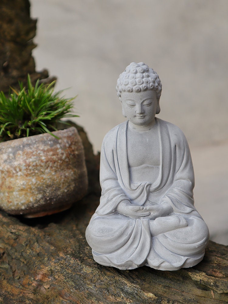 Handmade Cement Buddha Statue Decoration Ornament | Garden Outdoor Living Room Study Room | Religion Spiritual | Gifting for him or her