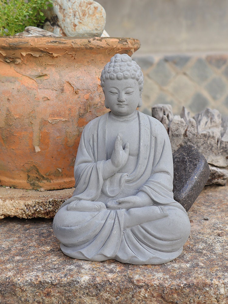 Handmade Cement Buddha Statue Decoration Ornament | Garden Outdoor Living Room Study Room | Religion Spiritual | Gifting for him or her