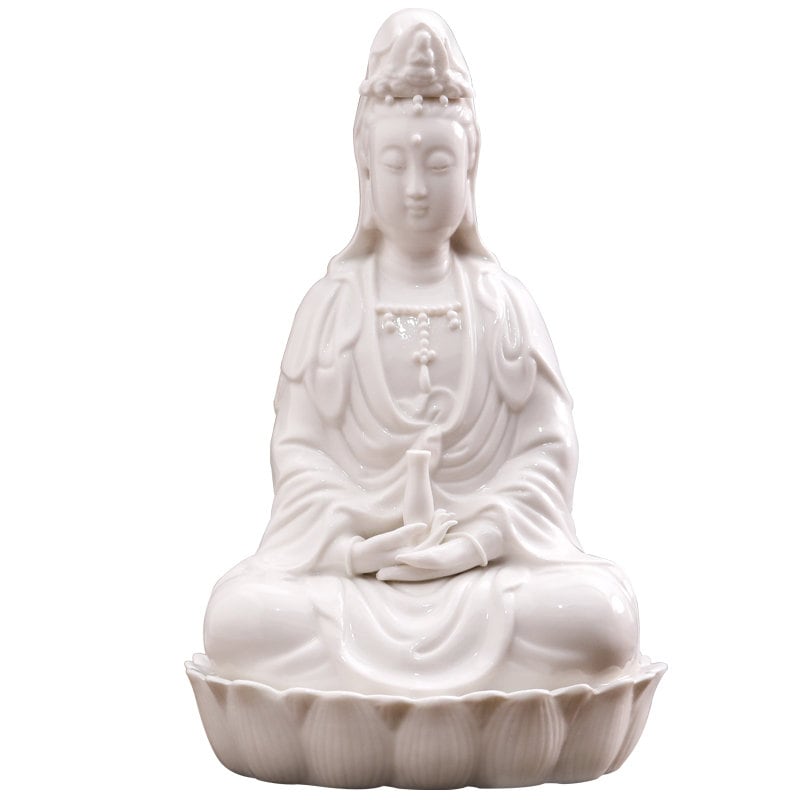 Ceramic White Guan Yin Buddha Statue Ornament | Spiritual Religion | Gifting for him or her | Goddess of Compassion | Meditation