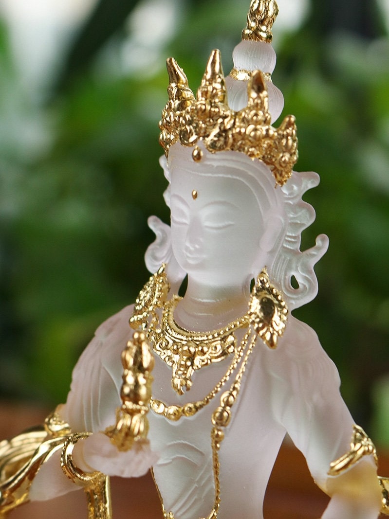 Liu Li Vajrasattva Mahāsattva Buddha Statue | Gift for him or her | Liu li Glass Sculputre Ornaments | Religion | Tibetan Buddhist