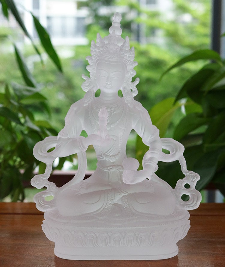 Liu Li Vajrasattva Mahāsattva Buddha Statue | Gift for him or her | Liu li Glass Sculputre Ornaments | Religion | Tibetan Buddhist