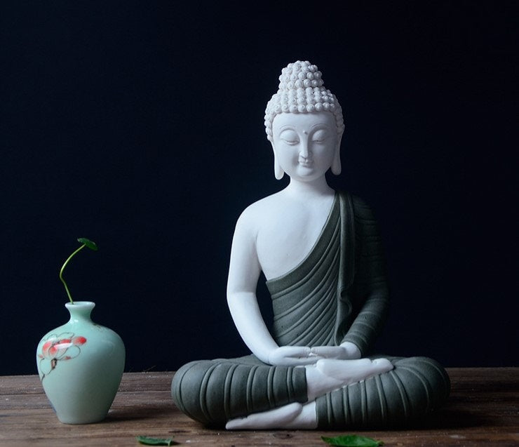 Ceramic Blue Shayamuni Buddha Statue| Dhyana Mudra | Gift for him or her | Religion and Spiritual | Harmony Peace Serenity | Meditation
