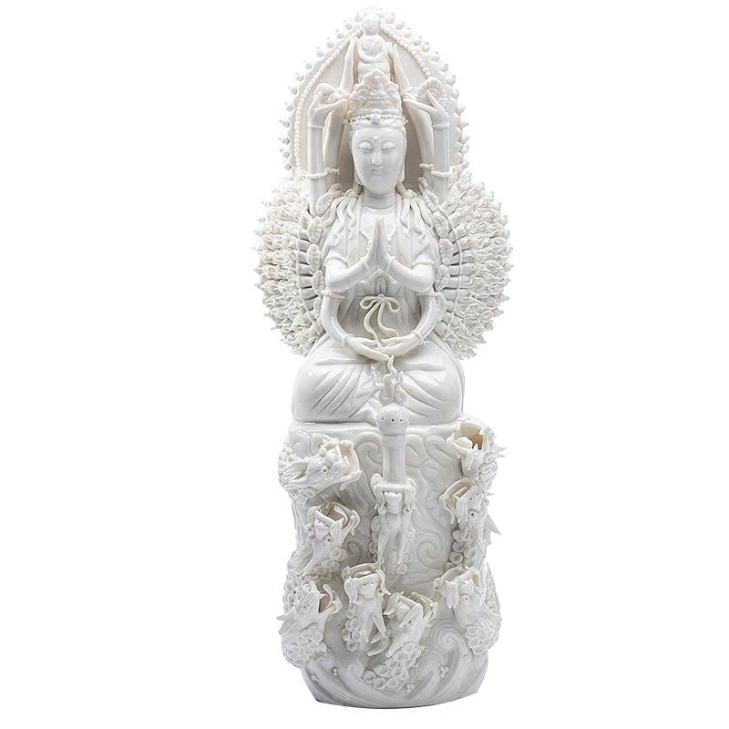 Porcelain Thousand-Armed Guanyin Bodhisattva Statue | Mindful Gift | Meditation | Buddha Statue