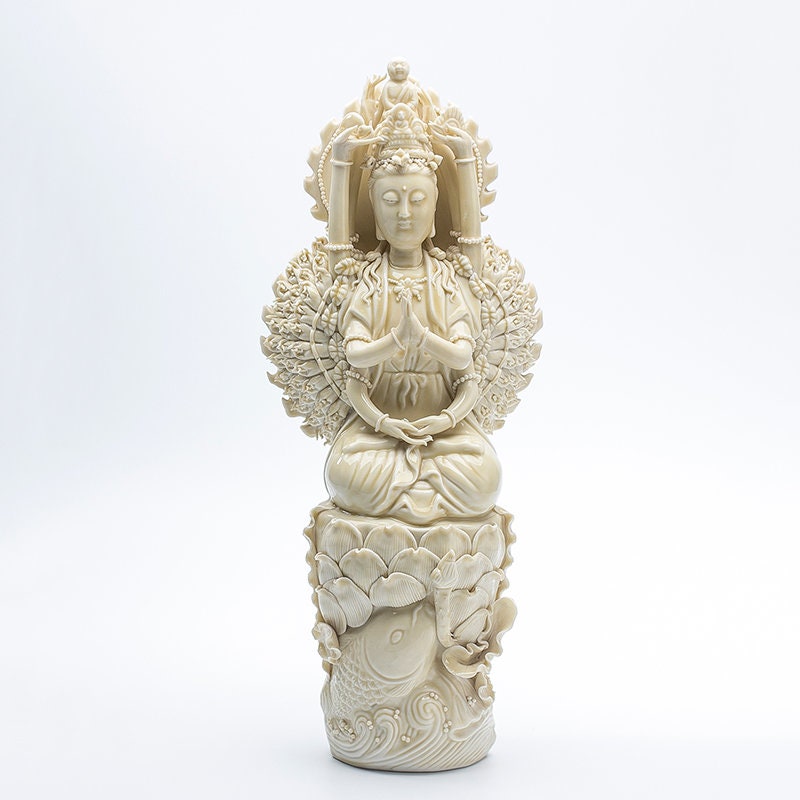 Porcelain Thousand-Armed Guanyin Bodhisattva Statue | Mindful Gift | Meditation | Buddha Statue