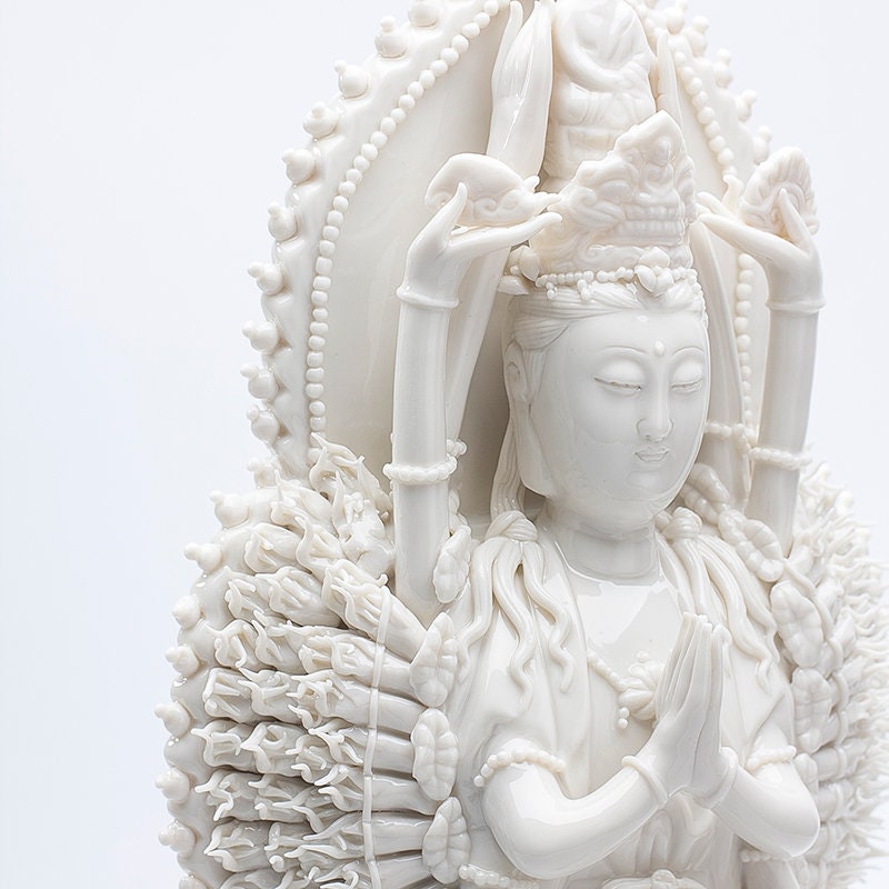 Porcelain Thousand-Armed Guanyin Bodhisattva Statue | Mindful Gift | Meditation | Buddha Statue