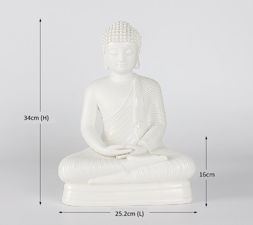 Ceramic Sakyamuni Buddha Statue | Gautama Buddha | Dhyana Mudra | Mindful Gift | Meditation | Buddha Decor