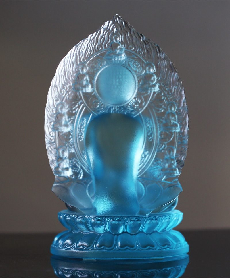 Handmade Liu Li Glass Gautama Buddha Statue | Sakyamuni Buddha | Glass Sculpture and Art | Buddha Decor