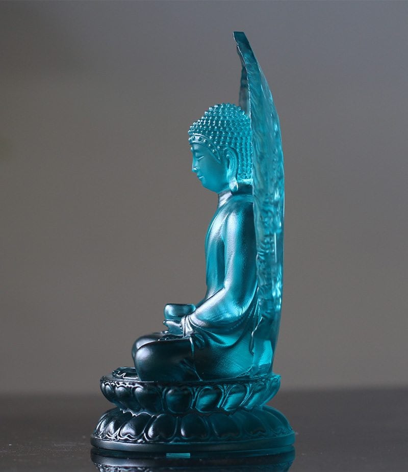 Handmade Liu Li Glass Gautama Buddha Statue | Sakyamuni Buddha | Glass Sculpture and Art | Buddha Decor