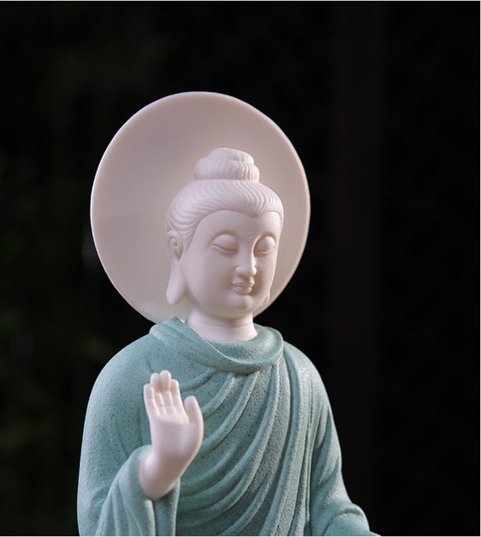 Ceramic Buddha Statue Display | Abhaya Mudra Kasaya | Gift for him or her | Religion and Spiritual | Harmony Peace Serenity | Meditation