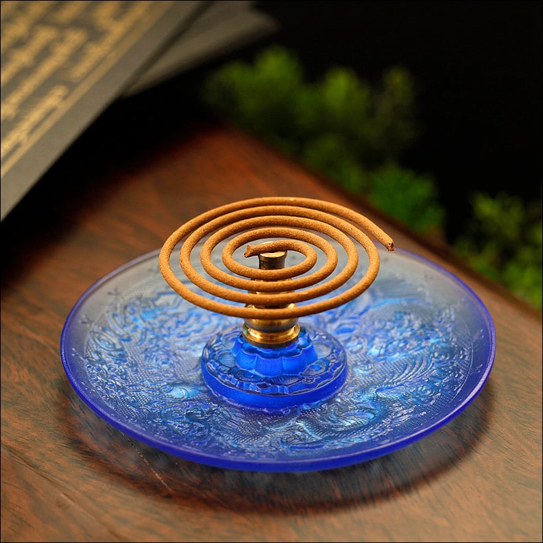 Meditation Liu Li Glass Incense Stick Holder | Serenity Tranquility Calmness | Spirituality & Religion | Yoga | Altar