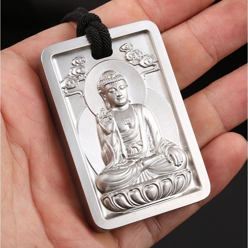 Handmade Titanium Buddha Amulet Pendant | Meditation | Protection | Mindful Gift | Blessing Good luck | kṣitigarbha bodhisattva | Guan Yin