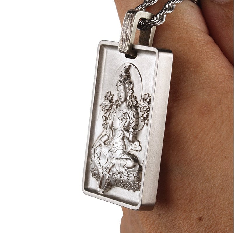Handmade Green Tara Amulet Pendant Medallions | Meditation | Protection | Mindful Gift | Blessing Good luck | Bodhisattva