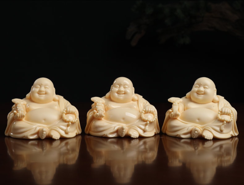 Handmade Yellow Laughing Budda Statue Ornament | Gifting for him or her | Good luck and Happiness | Meditation | Protection