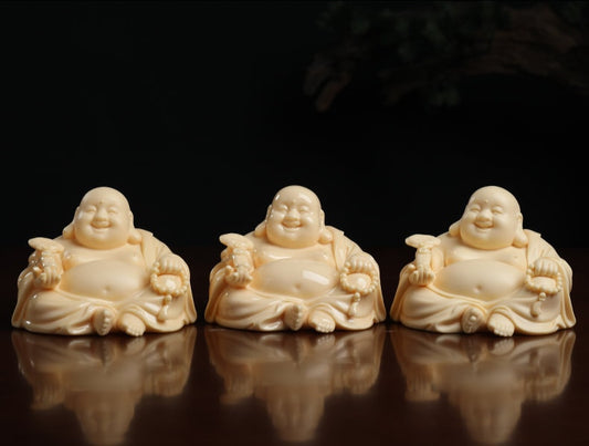 Handmade Yellow Laughing Budda Statue Ornament | Gifting for him or her | Good luck and Happiness | Meditation | Protection