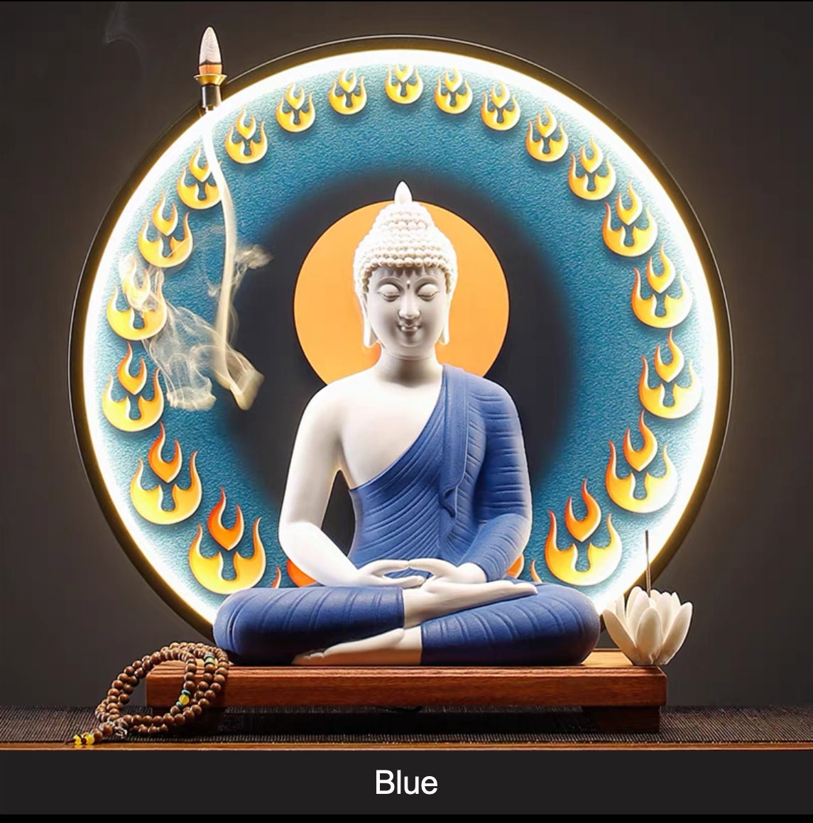Gautama Buddha Statue Decorative Set with LED light background | Buddha Statue | Shakyamuni Buddha | Meditation | Home Decoration