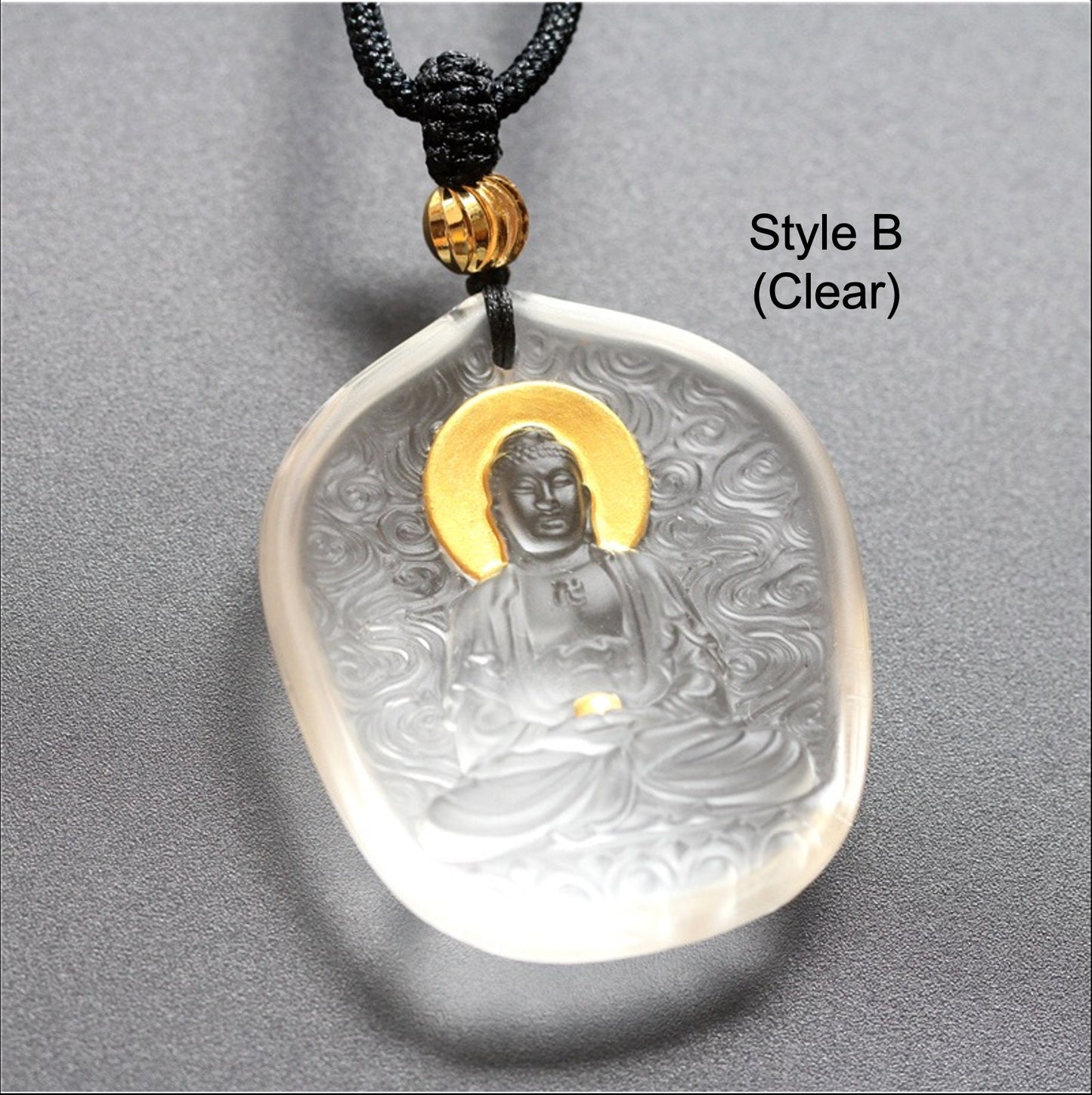 Liu Li Glass Amitabha Buddha Amulet Pendant Medallions | Meditation | Protection | Mindful Gift | Blessing Good luck | Amitayus