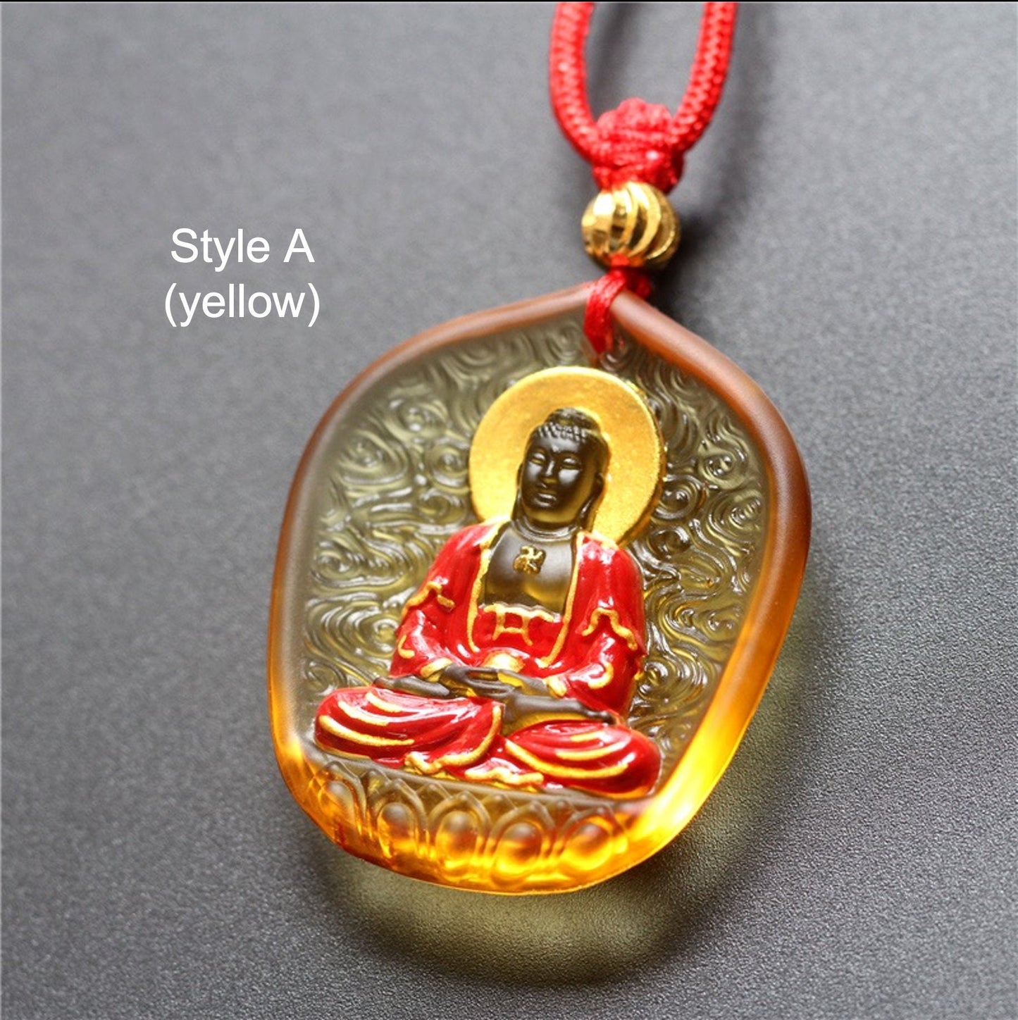 Liu Li Glass Amitabha Buddha Amulet Pendant Medallions | Meditation | Protection | Mindful Gift | Blessing Good luck | Amitayus