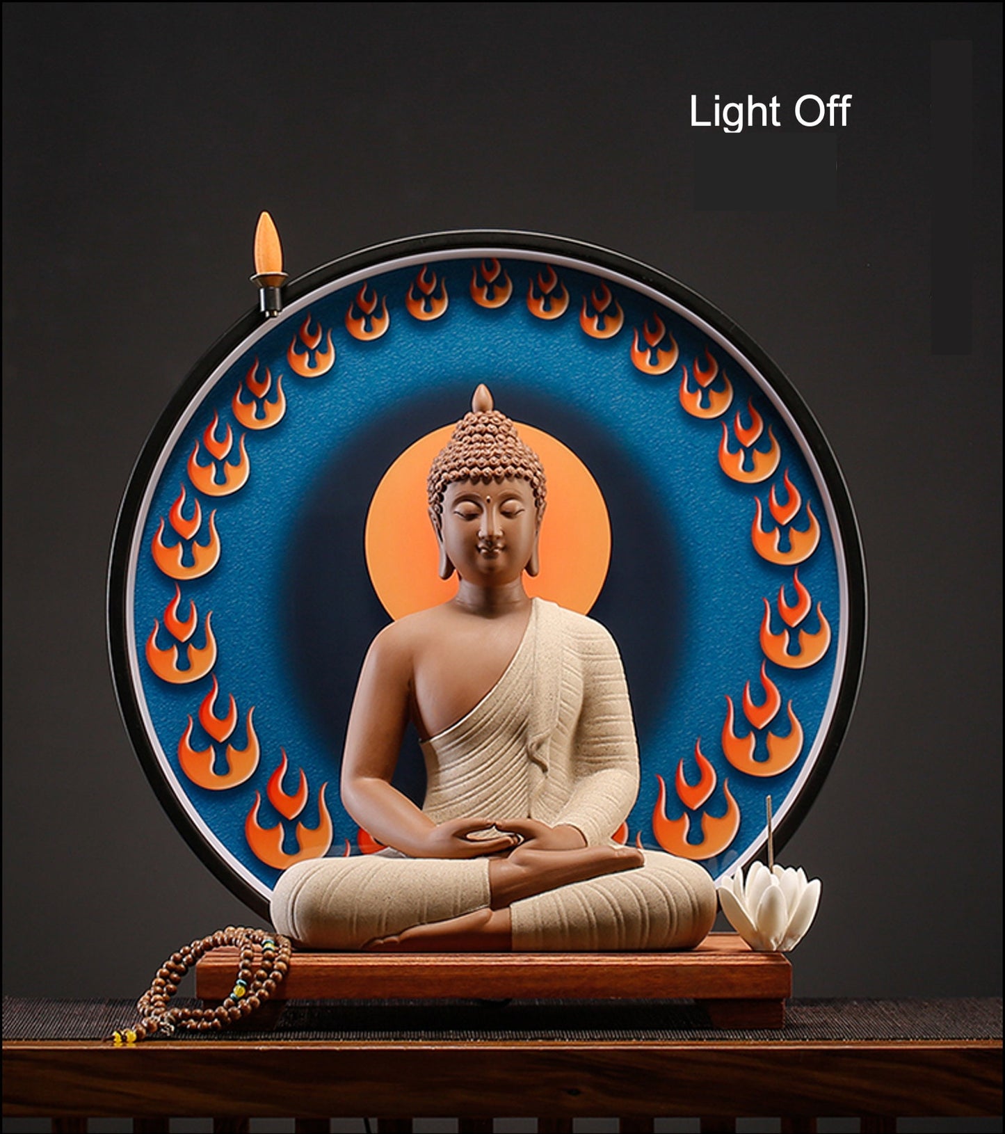 Gautama Buddha Statue Decorative Set with LED light background | Buddha Statue | Shakyamuni Buddha | Meditation | Home Decoration