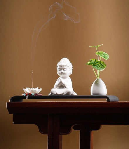 Little Buddha Ornament Meditation Display Set with incense holder | Zens Yoga | Home Decoration | Office Ornaments