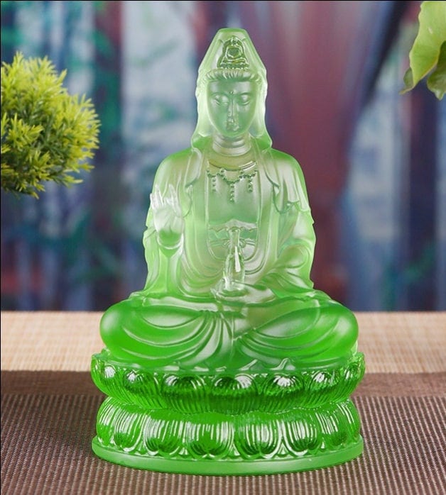Color Liu Li Guan Yin Statue Ornament | Kwan Yin | Quan Yin | Goddess of Compassion | Buddha Decoration