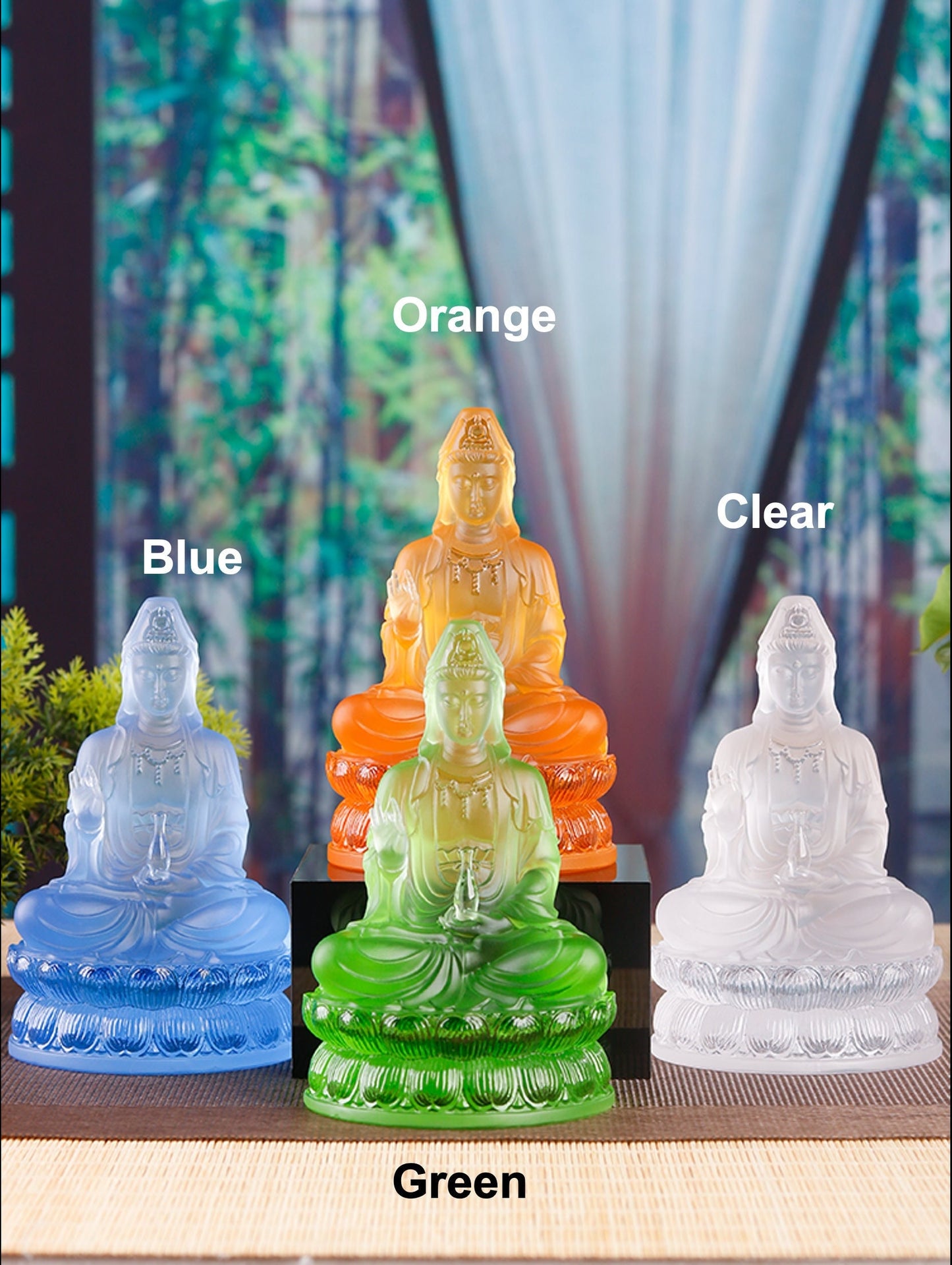 Color Liu Li Guan Yin Statue Ornament | Kwan Yin | Quan Yin | Goddess of Compassion | Buddha Decoration