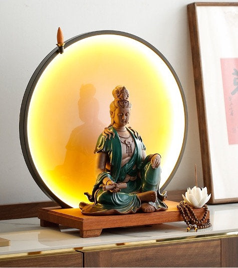 Guan Yin Statue Decorative Set with LED light | Buddha Statue | Kuan Yin Quan Yin | Meditation | Home Decoration | Incense Burner