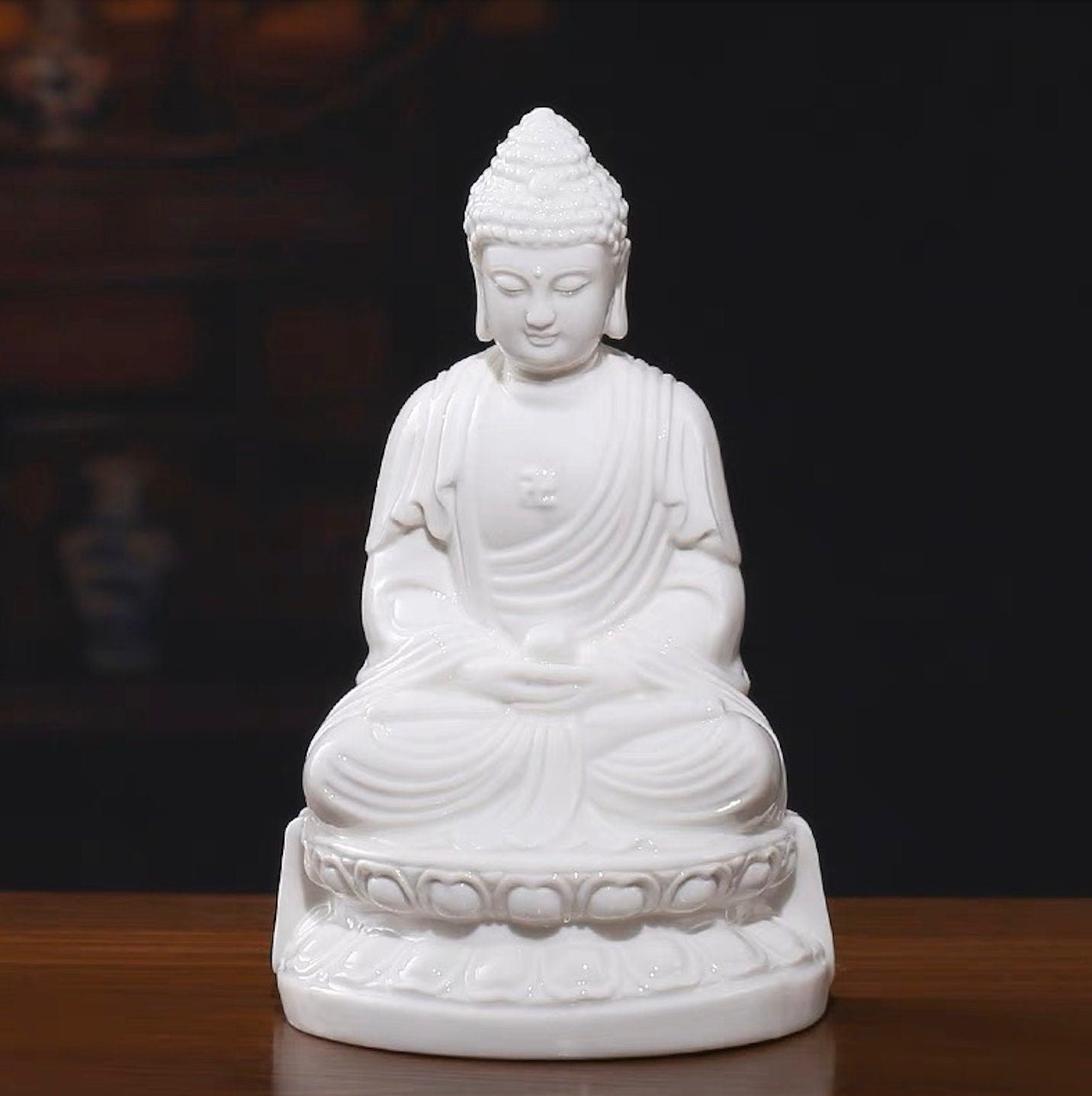 Handmade Ceramic Buddha Statue | Gautama Sakyamuni Buddha Ornaments | Dhyana Mudra | Mindful Gift | Meditation