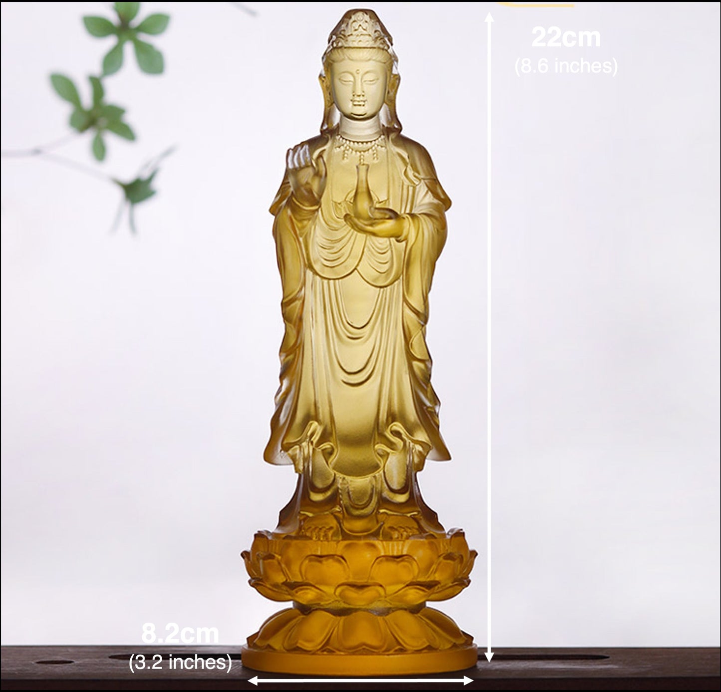 Liu Li Standing Guan Yin Statue | Spiritual Religion | Kwan Yin | Quan Ying | Goddess of Compassion | Crystal Art | Buddha Decoration