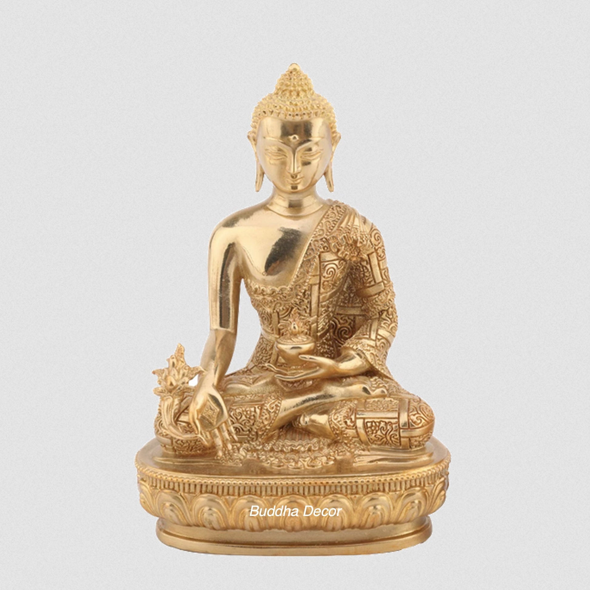 Tibetan Brass Gold Color Medicine Buddha Statue, Emituo Fo